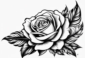 fore arm tattoo
a feather including a stylish rose with first name Isa encrypted tattoo idea