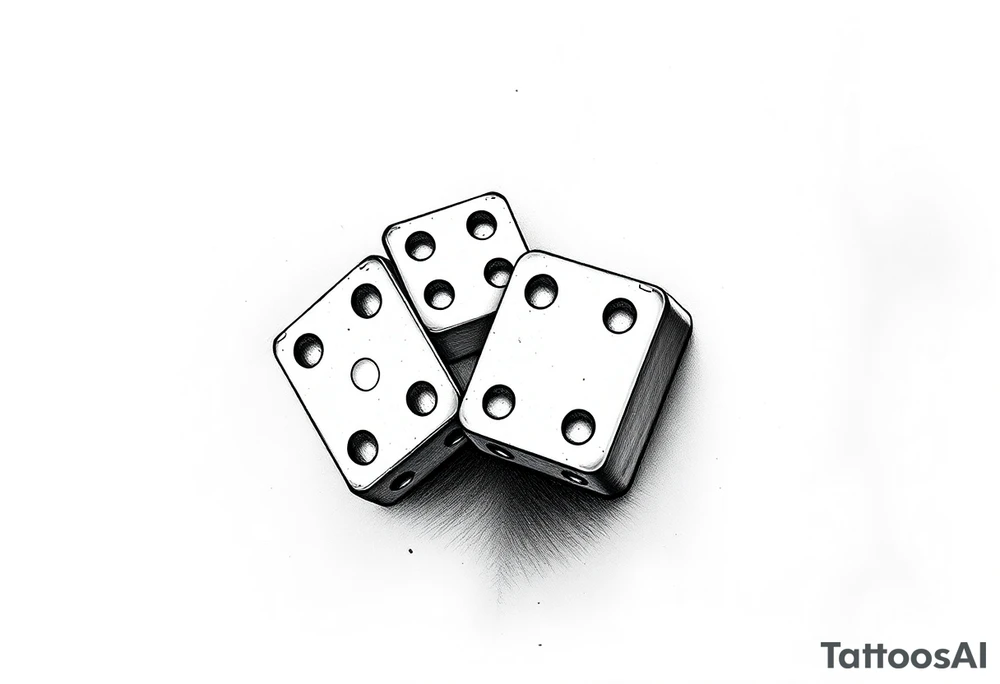 Three realisticdomino tiles falling onto each other , showing the pips 8, 7, and 6. tattoo idea