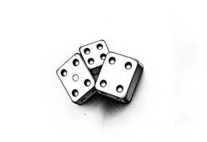 Three realisticdomino tiles falling onto each other , showing the pips 8, 7, and 6. tattoo idea