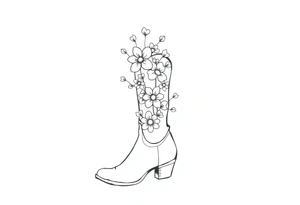 cow girl boot with flowers coming out of it tattoo idea