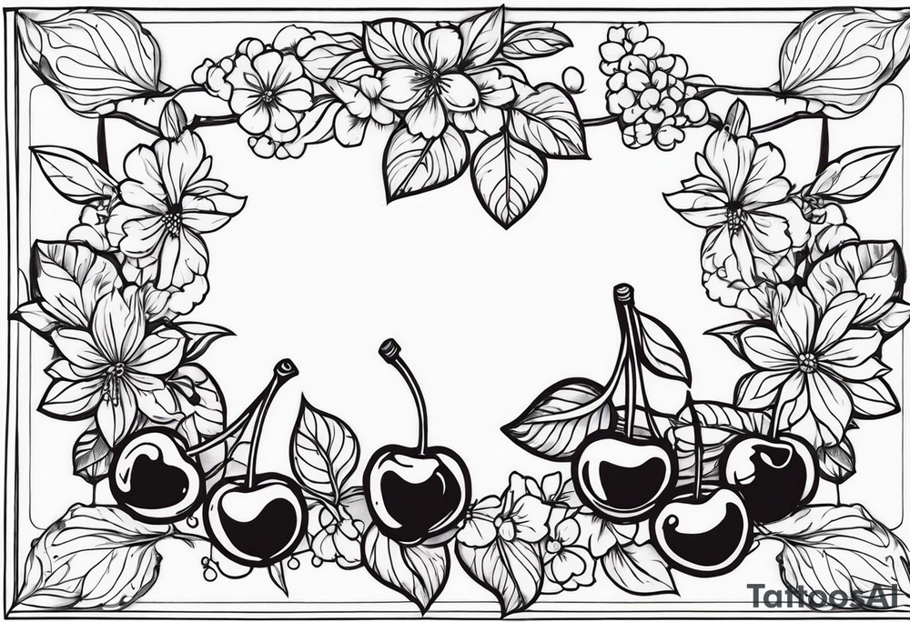 l , 8  , self love  , cherries flowers tattoo idea