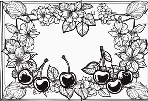 l , 8  , self love  , cherries flowers tattoo idea