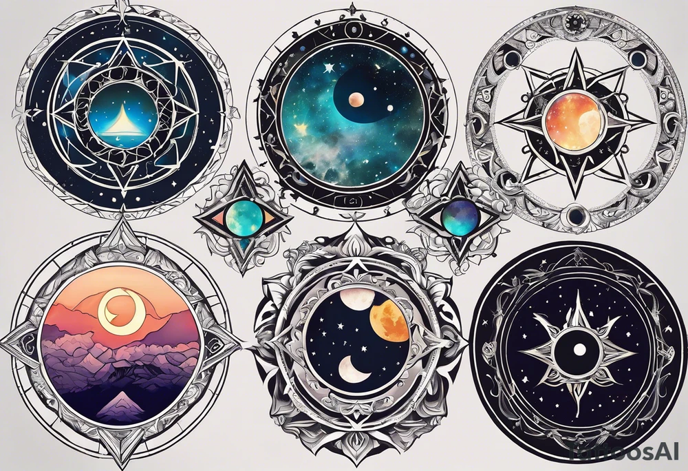 Astrology, Gemini, Natal Chart, angelic, vision, planetary, yin yang, the moon, spiritual third eye, mystical armband tattoo idea