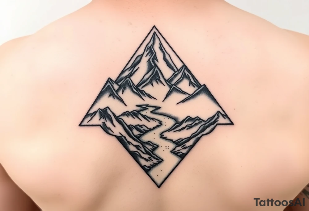 Mountains with the river running through it all inside a triangle with Humboldt at the topb Mendocino  in the left corner and Trinity in the right tattoo idea