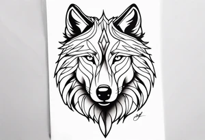 powerful majestic Wolf, close-up flash tattoo idea