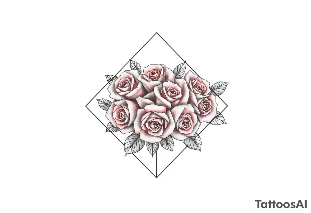 Small Roses fully filling up the inside of an lateral elongated diamond shape tattoo idea
