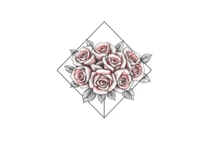 Small Roses fully filling up the inside of an lateral elongated diamond shape tattoo idea