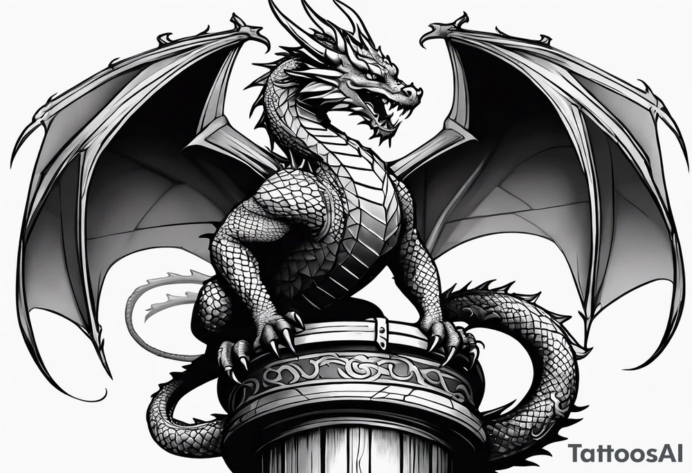 dragon perched with claws wrapped around on a pole tattoo idea dragon perched with claws wrapped around on a pole tattoo idea