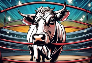 cow in a wrestling ring tattoo idea