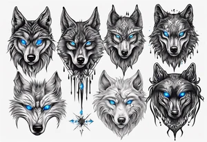 Dark wolf with blue eyes tattoo idea