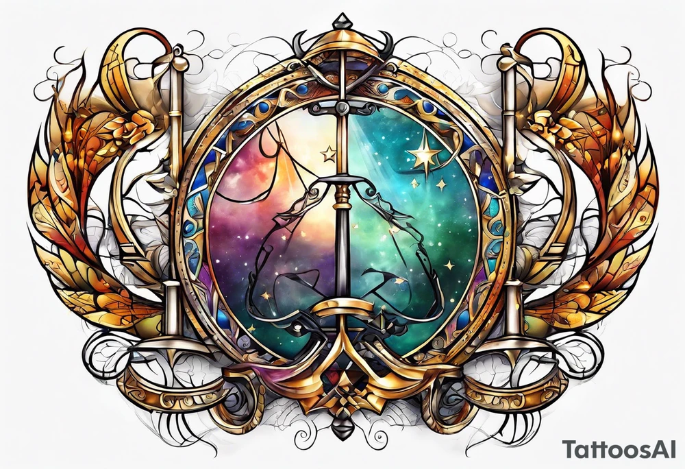 male scorpio, female Sagittarius, libra scales tattoo idea