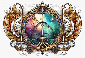 male scorpio, female Sagittarius, libra scales tattoo idea