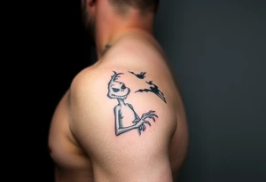 Spooky christmas arm tattoo with the grinch and jack skellington tattoo idea