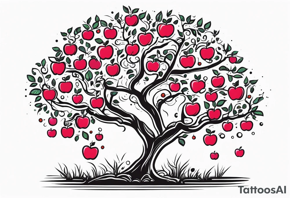 Apple tree  with  KAWA tattoo idea
