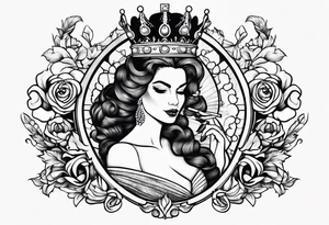 queen of england smoking cigarette tattoo idea