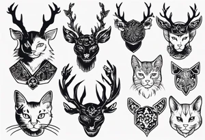 A cat with antlers tattoo idea