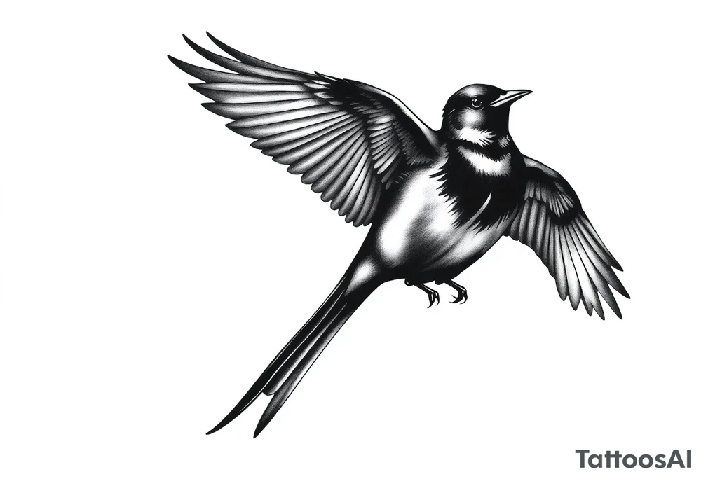 Male European Blackbird flying tattoo idea tattoo idea