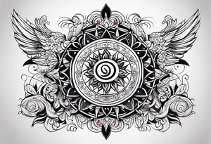 Sleeve tattoo based around Sanskrit Om symbol tattoo idea