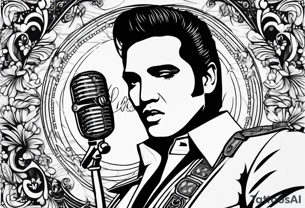 Elvis las Vegas with a microphone minimalistic tattoo idea