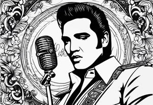 Elvis las Vegas with a microphone minimalistic tattoo idea