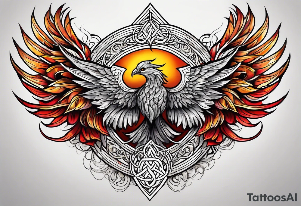 Phoenix in a triquetra tattoo idea