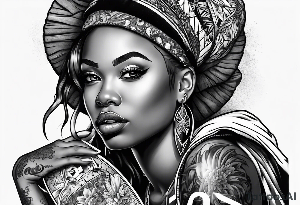 Black woman skateboarding tattoo idea