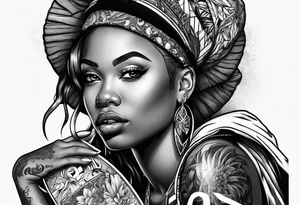 Black woman skateboarding tattoo idea
