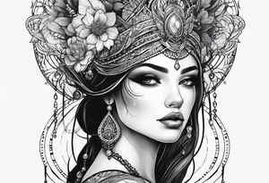 Dark feminine ethereal goddess tattoo idea