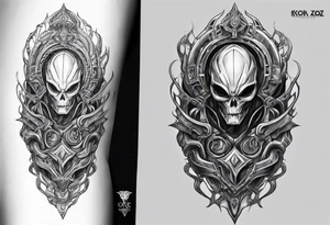 vel'koz backpiece with an alien spine tattoo idea