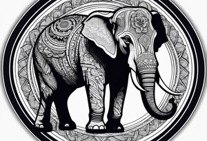 A Thai style design that is round and with an Asian elephant in the middle tattoo idea