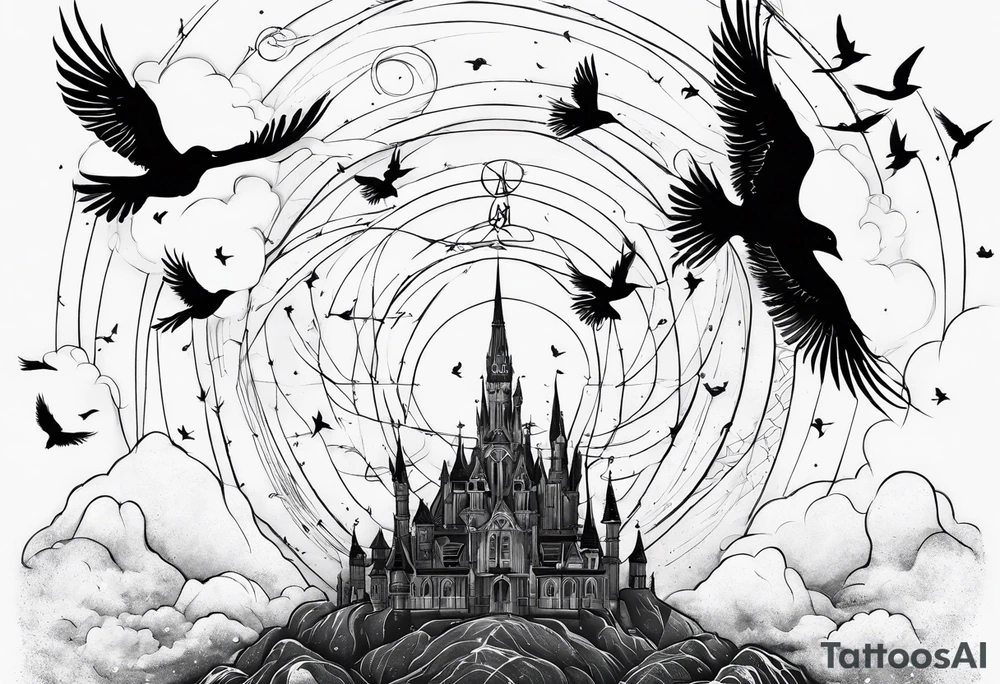 the little prince flying with birds that turn into Tris from Divergent Bird tattoo, that turns into the mockingjay, that turns into the deathly hallows symbol tattoo idea