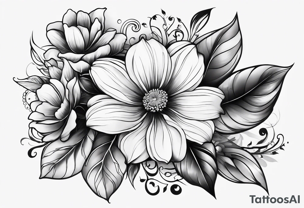 a flower tattoo with the number 5 tattoo idea a flower tattoo with the number 5 tattoo idea