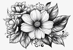 a flower tattoo with the number 5 tattoo idea