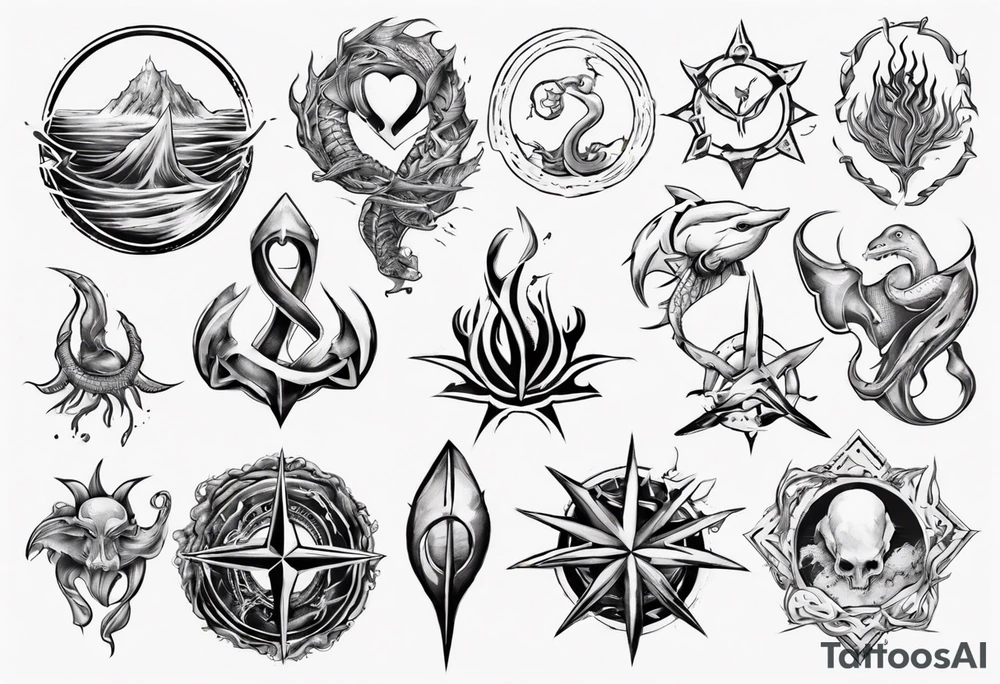 Symbol of the ocean that represents strength, love and unity tattoo idea
