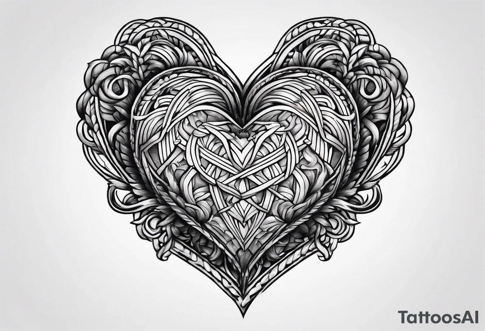 Heart made of rope tattoo idea