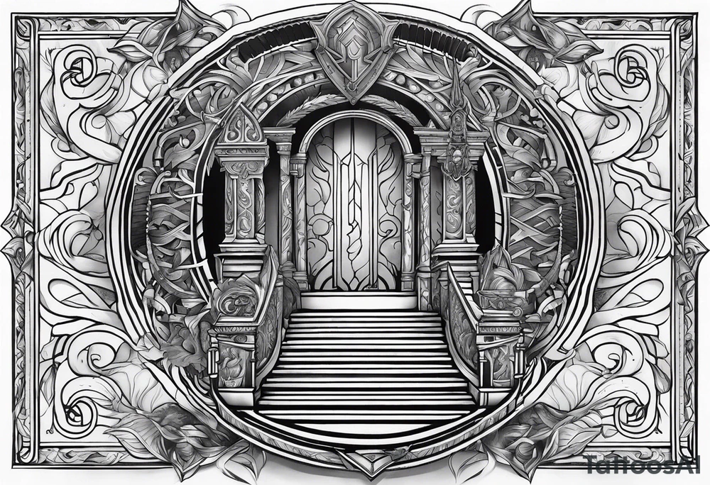 Valhalla sword shield stairs tattoo idea