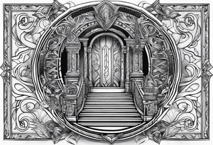 Valhalla sword shield stairs tattoo idea