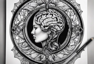 Sagittal brain inside hourglass tattoo idea