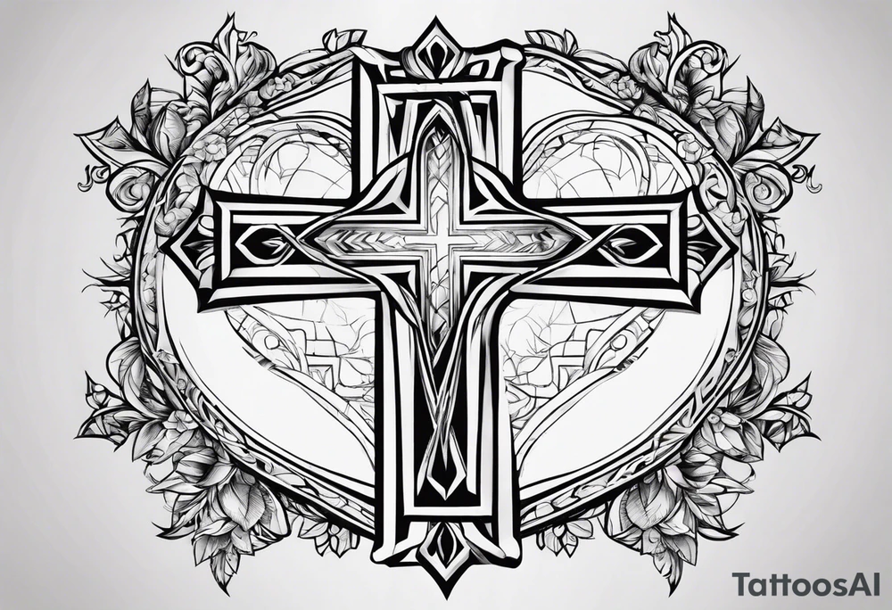 I want a cross with a broken heart tattoo idea
