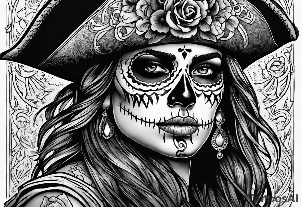day of the dead pirate tattoo idea