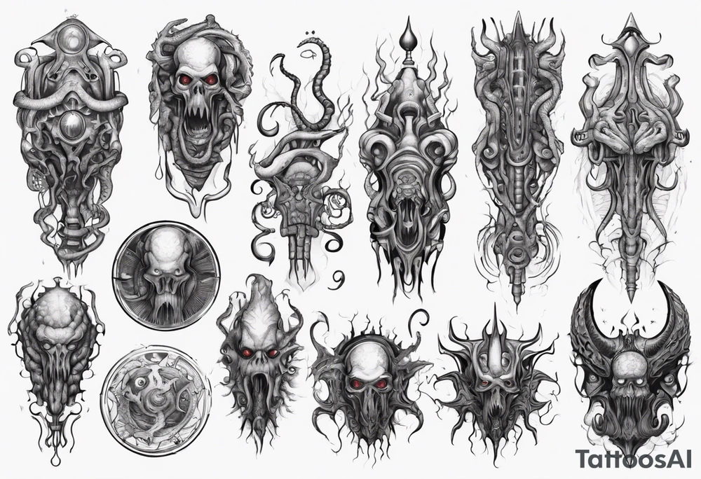 lovecraft monster for arms and forearms tattoo idea