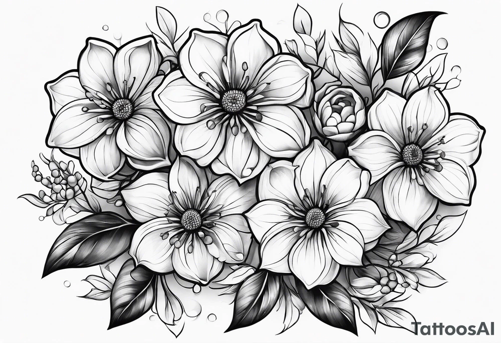 Honeycomb flowers with flower buds 
intertwined tattoo idea