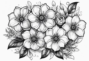 Honeycomb flowers with flower buds 
intertwined tattoo idea