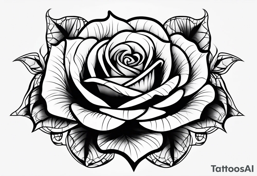 Rose in vampire teeth tattoo idea