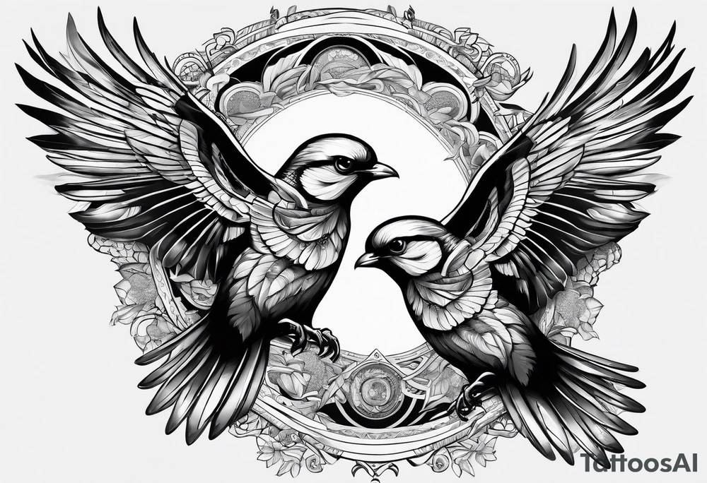 Two birds flying tattoo idea