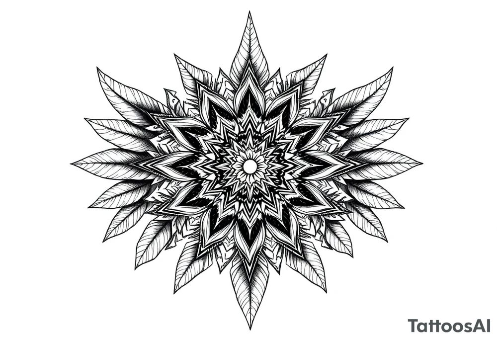 spiritual feathers ornamental mandala shaman tattoo idea