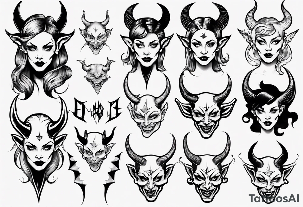 Female devil tattoo idea