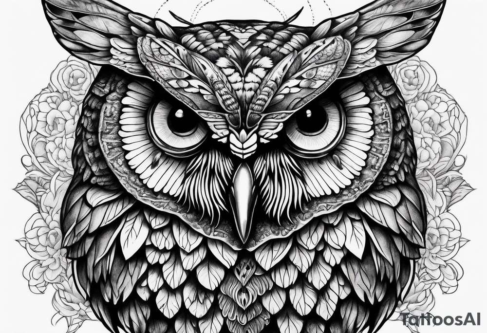 Dead head moth with owl eyes tattoo idea