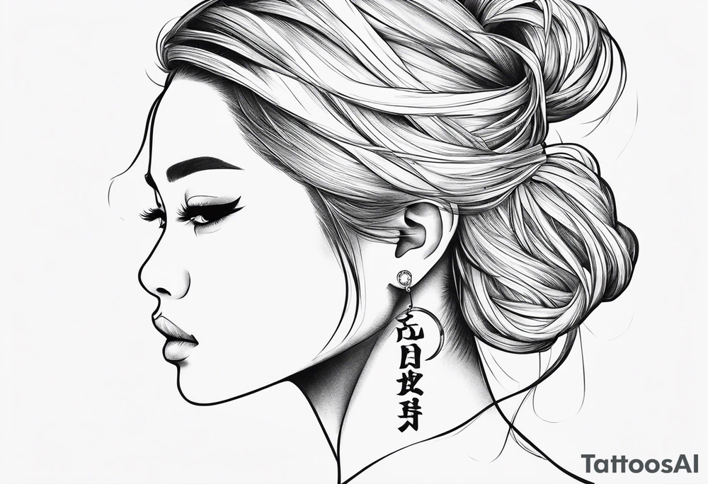 Tattoo behind the ear saying “only one life” in Japanese tattoo idea