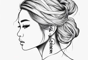 Tattoo behind the ear saying “only one life” in Japanese tattoo idea